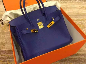 Hermes Blue Saphir Birkin 35cm Togo Leather Gold Hardware