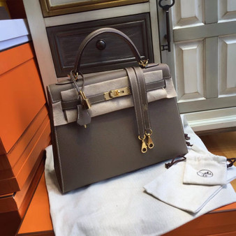  Hermès Etoupe grey Kelly 32 Epsom Gold Hardware
