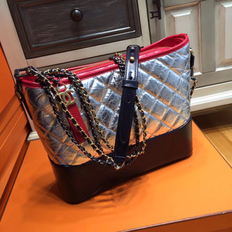 Chanel's Gabrielle Hobo Bag Silver/Black/Red A93824 