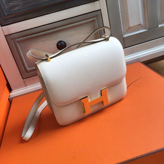  Hermes 10 Craie Constance Epsom leather 18cm Gold Hardware