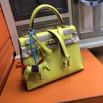 Hermes C9 Soupre Yellow/Etoupe  Kelly 25 cm Epsom Gold Hardware