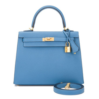  Hermès Blue Azur Kelly 25 Epsom Leather Gold Hardware
