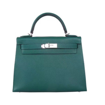 Hermes 6L Vert Bengale Emerald Kelly 28 cm Epsom Palladium Hardware