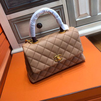 Chanel Nude Calfskin/Lizard Coco Handle Bag