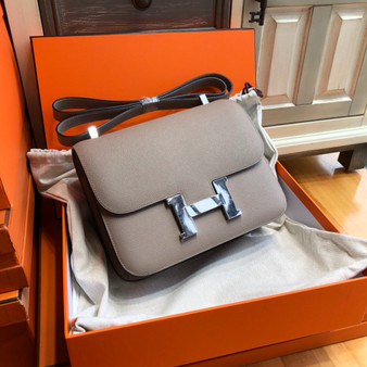 Hermes  M8 Gris Asphalte Constance 24 Epsom bag with Palladium Hardwares 