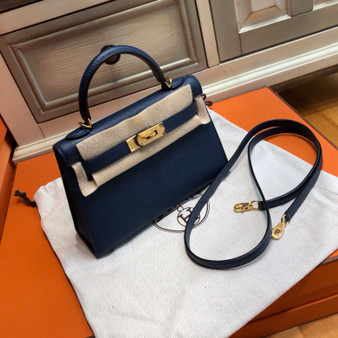 Hermes 73 Sapphire Mini Kelly II 20 Epsom calf Gold Hardware