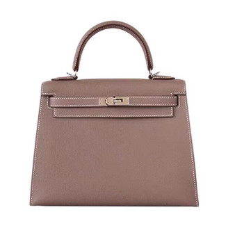 Hermès ETOUPE Kelly 25 Epsom Leather Palladium Hardware