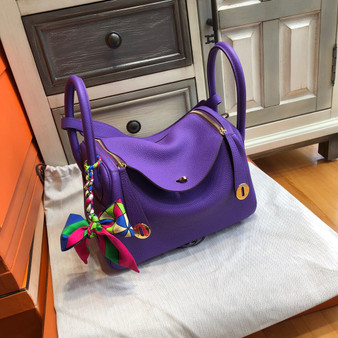 Hermes  5L Ultraviolet Lindy 30 Togo Gold Hardware