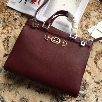 Gucci Zumi grainy leather medium top handle bag Burgundy  Gucci Zumi grainy leather medium top handle bag Burgundy