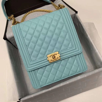 Chanel Large BOY CHANEL Handbag AS0132 Light Blue