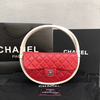 Chanel Limited Edition Art Piece Hula Hoop Runway Bag , 2013 Red & White Chanel Limited Edition Art Piece Hula Hoop Runway Bag , 2013 Red & White