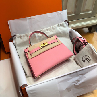 Hermes  P1 Sakura Pink Mini Kelly II 20 Epsom  Gold Hardware