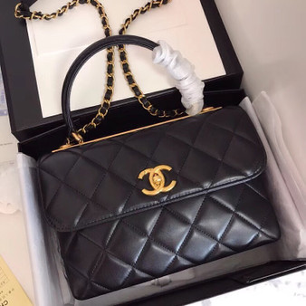 Chanel  Small Trendy CC Top Handle Bag Quilted Lambskin Black 