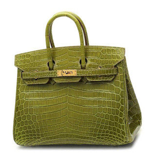 Hermes K6 Granny/GreenBirkin 30 in Porosus  Crocodile with Gold hardware