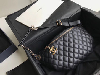 Chanel Matelasse Bum-Bag Waist Porch Black bag 
