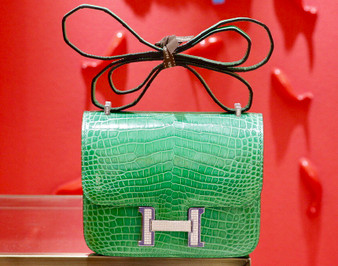 Hermes Bamboo Crocodile Shiny Leather  Constance 23 Bag with 18-karat white gold and diamond  Hermes Bamboo Crocodile Shiny Leather  Constance 23 Bag with 18-karat white gold and diamond