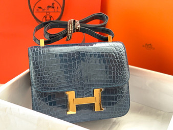 Hermes  1P Blue Colvert Constance 23 Porosus Crocodile