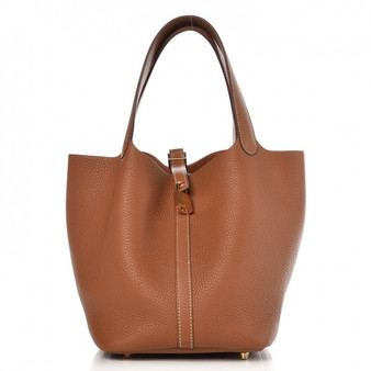 HERMES Taurillon Clemence Picotin Lock 22 CM Gold Hardware  HERMES Taurillon Clemence Picotin Lock 22 CM Gold Hardware