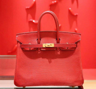Hermes Red Lizard Birkin Bag 25cm Gold Hardware Hermes Red Lizard Birkin Bag 25cm Gold Hardware