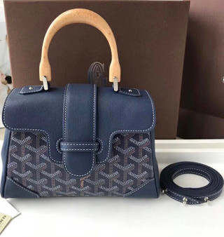 Goyard Saigon Mini  Leather Cross Body Bag Navy
