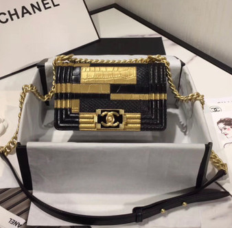 Chanel Crocodile & Python  Embossed Calfskin Small Boy Chanel handbag 
