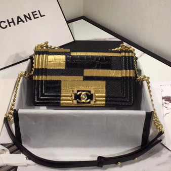 Chanel Crocodile & Python  Embossed Calfskin Medium Boy Chanel handbag 