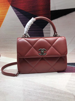 Chanel Small Flap Bag With Top Handle A92236 Dark Pink 