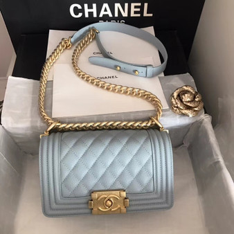 Chanel Small BOY CHANEL Handbag Light Blue
