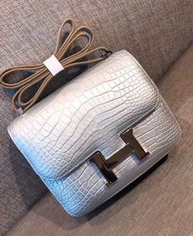 Rare Hermes Silver Constance 18 Alligator  Rare Hermes Silver Constance 18 Alligator