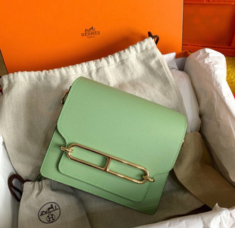 Hermes 3I Vert Criquet Evercolor Calfskin Mini Roulis Bag Gold Hardware Hermes 3I Vert Criquet Evercolor Calfskin Mini Roulis Bag Gold Hardware