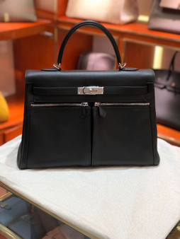 Hermes Special Order Kelly Lakis 32 Black with Palladium Hardware Hermes Special Order Kelly Lakis 32 Black with Palladium Hardware