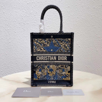  Christian Dior MULTICOLOR TAROT SOLEIL EMBROIDERED VERTICAL DIOR BOOK TOTE 17