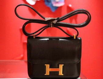 Hermès Hermes Constance micro handbag in black box leather Hermès Hermes Constance micro handbag in black box leather