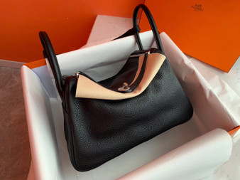 Hermes Lindy Black Taurillon Clemence Leather Palladium Hardware Hermes Lindy Black Taurillon Clemence Leather Palladium Hardware