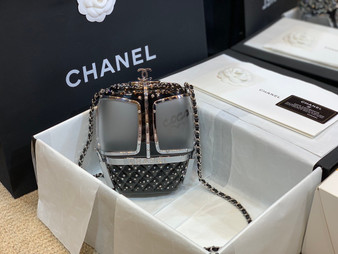 Chanel Limited Edition Black Crystal & Lucite Ski Gondola Minaudiere Chanel Limited Edition Black Crystal & Lucite Ski Gondola Minaudiere