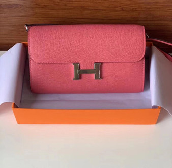 Hermes  Rose Confetti Constance Long To Go wallet Epsom Leather Palladium Hardware  Hermes  Rose Confetti Constance Long To Go wallet Epsom Leather Palladium Hardware