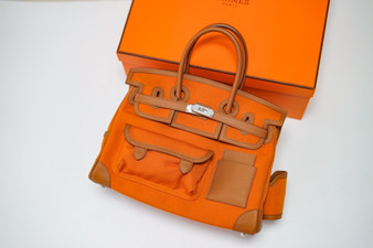 Hermes Limited Edition Cargo Birkin 35 cm Gold Swift and Orange canvas   Hermes Limited Edition Cargo Birkin 35 cm Gold Swift and Orange canvas