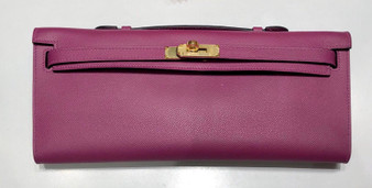 HERMES KELLY CUT CLUTCH BAG TOSCA EPSOM GOLD HARDWARE HERMES KELLY CUT CLUTCH BAG TOSCA EPSOM GOLD HARDWARE