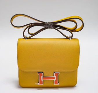 Hermes Jaune d'or Constance Epsom leather 18cm With Enamel Hardware Hermes Jaune d'or Constance Epsom leather 18cm With Enamel Hardware