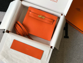 Hermes Orange Kelly Danse Bag Evercolour Leather Gold Hardware  Hermes Orange Kelly Danse Bag Evercolour Leather Gold Hardware