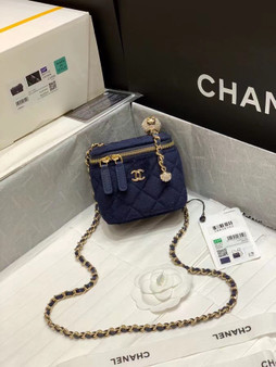 Chanel Small Vanity with Chain Navy Blue