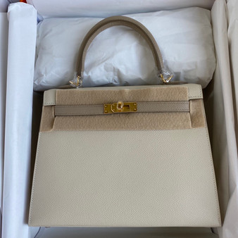 Hermes Special Order Craie/ S2 Trench Kelly 25 cm Epsom Gold  Hardware Hermes Special Order Craie/ S2 Trench Kelly 25 cm Epsom Gold  Hardware