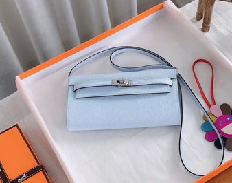 Hermes 08 Bleu Pale Constance Long To Go wallet Epsom Leather Palladium Hardware