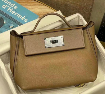 Hermès Mini 24/24 – 21 Bag D0 Beige de Weimer  Evercolor/Swift leather Palladium hardware  Hermès Mini 24/24 – 21 Bag D0 Beige de Weimer  Evercolor/Swift leather Palladium hardware
