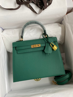 HERMES KELLY 28 SELLIER  Z6 MALACHITE EPSOM GOLD HARDWARE