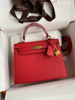 HERMES KELLY 28 SELLIER RED EPSOM GOLD HARDWARE HERMES KELLY 28 SELLIER RED EPSOM GOLD HARDWARE