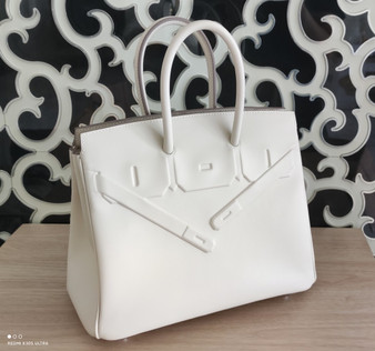 Hermes Shadow Birkin 25 Bag White Evercalf Limited Edition Hermes Shadow Birkin 25 Bag White Evercalf Limited Edition