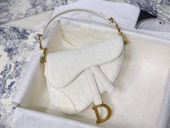 Christian Dior Mini SADDLE BAG White Dior Oblique Jacquard  Christian Dior Mini SADDLE BAG White Dior Oblique Jacquard