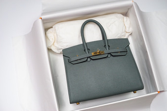 Hermes Birkin 25 Sellier Vert Amande  Madame Grain Gold Hardware