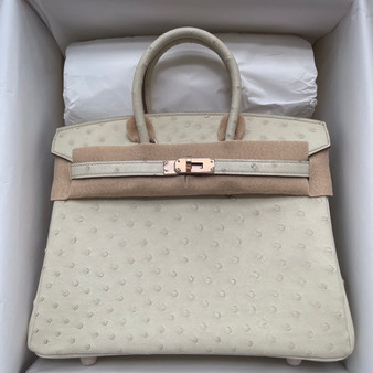 Hermes 3C Wool Birkin Bag 25cm KK Ostrich Leather Gold Hardware